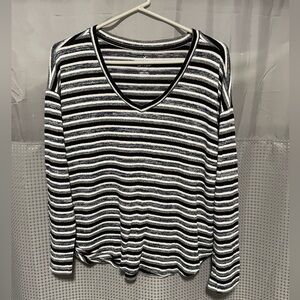 AEO Soft & Sexy Plush V-neck Lightweight Striped  Sweater Large American Eagle